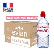 Evian Natural Mineral Water Sports Cap 12 X 750ml Case