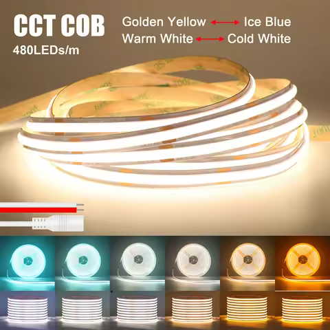 DC 24V CCT 2200K 3000K 4000K 4500K 6000K 6500K 7000K 8000K COB LED Flex Strip 480LED/m RA90 Linear L