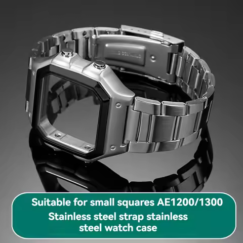 Stainless Steel Mod Kit for Casio AE-1200 AE-1300WH—Full Metal Case + Bracelet + Bezel + Glass + Wat
