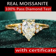1.5ct Real Pear Cut Moissanite Ring Pass Diamond Test GRA Certified 18K Gold Plated 925 Sterling Sil