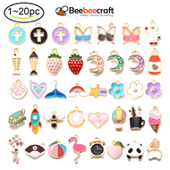 Beebeecraft 1-20 PC Alloy Enamel จี้ Light Gold Plated Enamel จี้โลหะ Dangle Charms สำหรับ DIY สร้อย