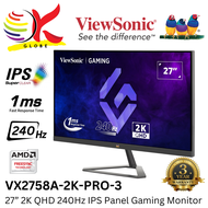 VIEWSONIC 27" VX2758A-2K-PRO-3 LED 2K QHD (2560x1440P @240Hz) SUPERCLEAR IPS PANEL GAMING LCD MONITO