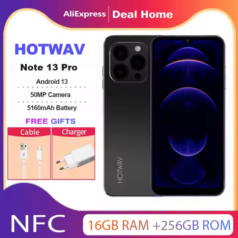HOTWAV Note 13 Pro,16GB+256GB,Android 13,5160 mAh,50MP,18W Charging,6.6'' HD+ 90Hz Refresh Rate,Octa