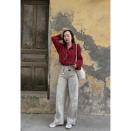 Baggy pants with charm + personalized belt 2864, easy to coordinate for women 20–40 years old (1980)