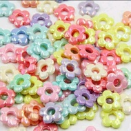 (12 pcs) manik Pandora bunga mix warna pastel AB //UK lubang 6 mm