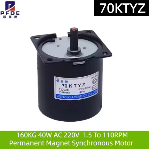 High Torque 160KG 40W AC 220V Permanent Magnet Synchronous Motor 220V 70KTYZ CW/CCW Metal Geared Slo