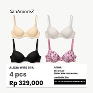 Bra Thin Foam UnderwireWanita Bra Cup 3/s4 Size 34A-44B SanAmoreZ Alicia Bra (4 Pcs)