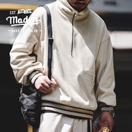 MADEN เสื้อสเวตเตอร์ผู้ชายเสื้อกันหนาวซิปครึ่งวินเทจสไตล์อเมริกันใหม่2023ฤดูใบไม้ร่วงเสื้อสเวตเตอร์ร