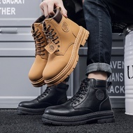 British style platform Doc Martens men's outdoor work kasut pergelangan kaki kuning