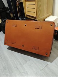 英國Vintage 70年代 超大型淺棕色皮革行李箱 古董 古道具