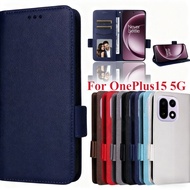 1+15 Casing c OnePlus15 5G Flip Leather Phone Case Card Slot Wallet Bracket Casing Shockproof Protec