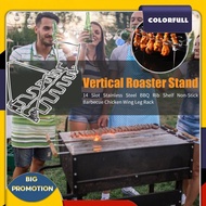 [Colorfull.sg] Folding Chicken Wing Leg Rack Chicken Drumstick Holder 14 Slots Stainless Steel Roast