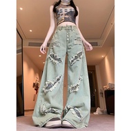 y2k Yawen y2k Pants y2k y2k y2k Jeans American Retro Dopamine Washed Straight Ripped High Waist Hot 