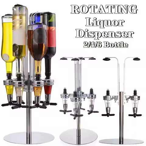 2/4/6 Bottle Standing Liquor Dispenser, Rotating Beverage Dispenser, Home Bar Whiskey Dispenser, Hom