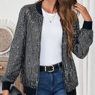 Sequin Halloween  BurgundyWomen's Spring & Autumn Casual Commuter Sequins Rapper Baseball Burgundy J