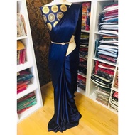 SATIN SILK PLAIN SAREE*