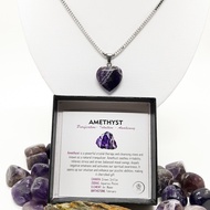 Kalung Liontin Kristal Crystal Amethyst batu alam asli titanium anti karat