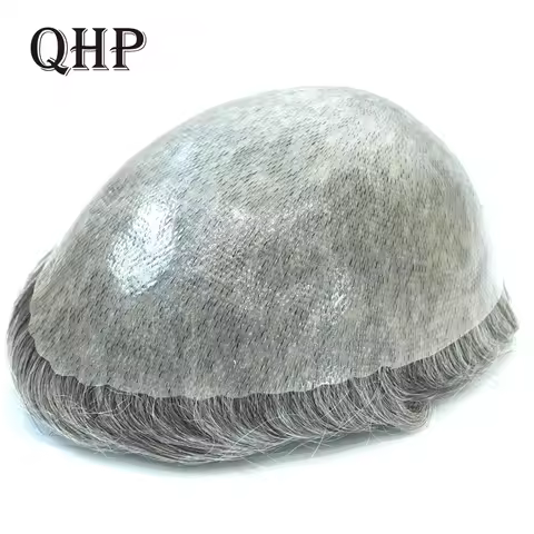Hair Prosthesis Man 0.12-0.14mm Pu Men's Capillary Prosthesis Indian Human Hair Toupee Natural Wave 