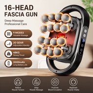 【Ready Stock】16 Heads Rechargeable Massage Gun for Body Pain Relief Gun Urut Mesin