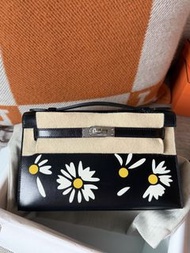 Hermes Mini Kelly 1代 黑銀 小雏菊 G 刻