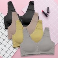 Ice Silk Cool Soft Feeling Cup B [L-3XL] Front Button Open Singlet Thin Span Bra Women Nursing / Mat