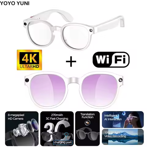 2 in 1 AI Smart Glasses Real-time Translation AIMB-S1 Smart Video Glasses 1080P Video Recording Fast
