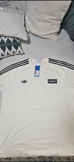 Official Adidas Oasis 3-Stripes Tee - Cream - Size L