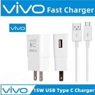 15W Vivo Fast Charger Adapter + 2.4A Micro USB Cable / Typre C Cable for VIVO Y91 Y91i Y95 V21E Y5S Y53 Y55 Y55S Y71 Y31S V7 Y69 V9 Y85 Y91C Y93 Y1S Y19 Y20i Y20S Y12S Y12A Y21 Y30 Y50 Y33S Y21T Y21S Super Smart Travel Wall Charger