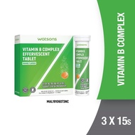 WATSONS Vitamin B Complex Effervescent Tablet Orange Flavour 3x15s - With Vit B3 Vit B9 Vit C Zinc C