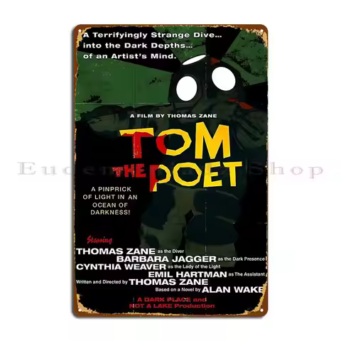 Tom The Poet Alan Wake 2 Barbzzm Metal Plaque Poster Printed Party Wall Decor Cave Wall Mural Tin Si