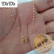 Jewelry set 18k Saudi gold pawnable legit necklace women's lucky pentagram pendant earrings set of