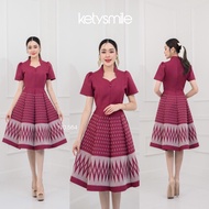 Kety Smile ชุดเดรสผ้าทอลาย คอปีน กระโปรงบาน 8 ชิ้น อัดกาวทั้งชุด ต้องจัดแล้วน้า (S-2XL) N564