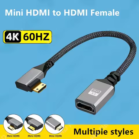 Mini HDMI To HDMI Adapter Cable 4K@60Hz HDMI2.0 18Gbps 3D Male To Female Converter for Laptop Deskto