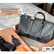 premium black cowhide pillow bag 35cm in size, which is truly suitable for boys to accommodate a 14 