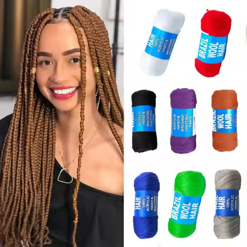 Brazilian Wool Hair Extensions Acrylic Yarn for Hair Braiding Sengalese Twisting Jumbo Braids/Croche