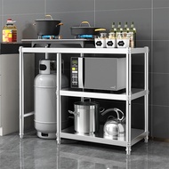 Stainless Steel Kitchen Three-Layer Gas Cylinder Storage Rack Floor Kitchen Racks Chopping Board Table Multi-Functional Storage Rack