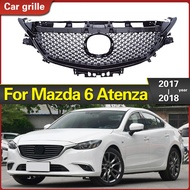 Racing Grill Front Grille for Mazda 6 Atenza 2017 2018 Mazda6 Black Replacement Car Upper Bumper Hoo
