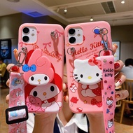 Huawei Y5 2018 Y5 Prime 2018 Y5 Lite 2018 Y5P Y6P Y6 2018 Y6 Prime 2018 Y6 2019 Y6 Pro 2019 Y6S Cute Cartoon My Melody Hello Kitty Phone Case with Stand and Long Lanyard