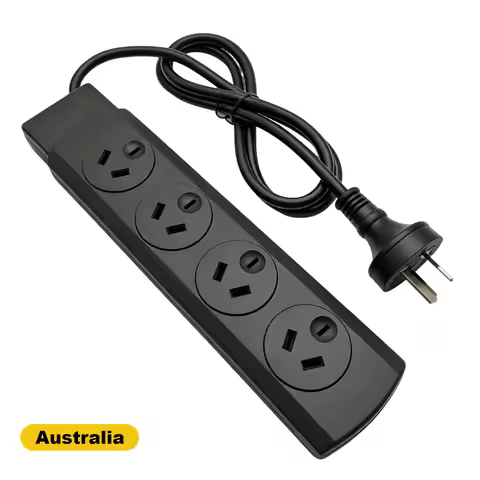 AU Plug 4 Outlets Power Strip Black 10A 250V Australian Standard Extension Cord Power Board for Home