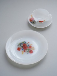 法國Arcopal Vintage套裝杯連茶碟/中古/咖啡杯/餐具/甜點碟