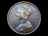 香港銅幣-1877年英屬香港(Hong Kong)一仙(One Cent)銅幣(英女皇維多利亞哥德式肖像)