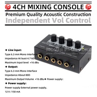 4 Channel Mini Audio Mixer Recording Mixing Console Line In Out Hub For PA  AMP Speaker Synthesizer Aerophone Sound Desk