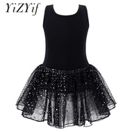 Kids Girls Gymnastics Leotard Dress Ballet Leotard Skirt Glitter Cross Hollow Back Figure Skating Dress Teen Ballerina Dancewear