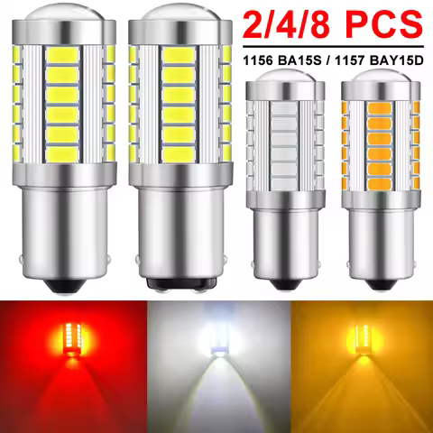 2/4/8 PCS Car LED Bulb P21W Ba15s 1156 PY21W Bay15d 1157 Turn Signal Light 12V 5730 Chipset 6500K Au
