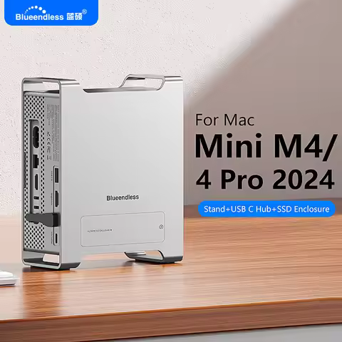 Blueendless Type C HUB Docking station for Mac Mini M4/M4 pro with 10Gbps USB 3.2 Gen2 C Hub SD4.0 T
