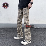 Seluar Jeans Baggy Cargo Jeans Lelaki Brick Washed Denim Nikahan Celana Sobek