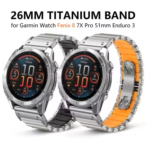 26mm Titanium Rubber Band for Garmin Watch Fenix 8 7X Pro Instinct 2X Quick Fit Strap for Garmin End