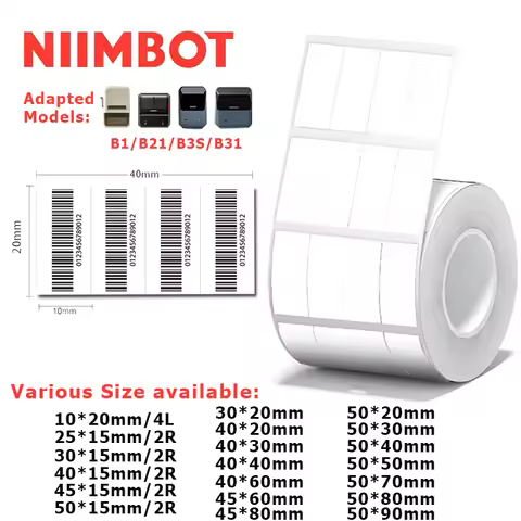 20-50mm Niimbot B21/B1/B31/B203/B3S Thermal Label Sticker Paper Clothing Tag Commodity Price Food Se