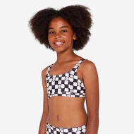 DECATHLON Girl’s adjustable bralette swimsuit top - 500 Nora black and white