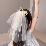 Princess Girl Veil Crown Hair Clip Baby Birthday Hair Accessories Veil Children's Performance Photo 